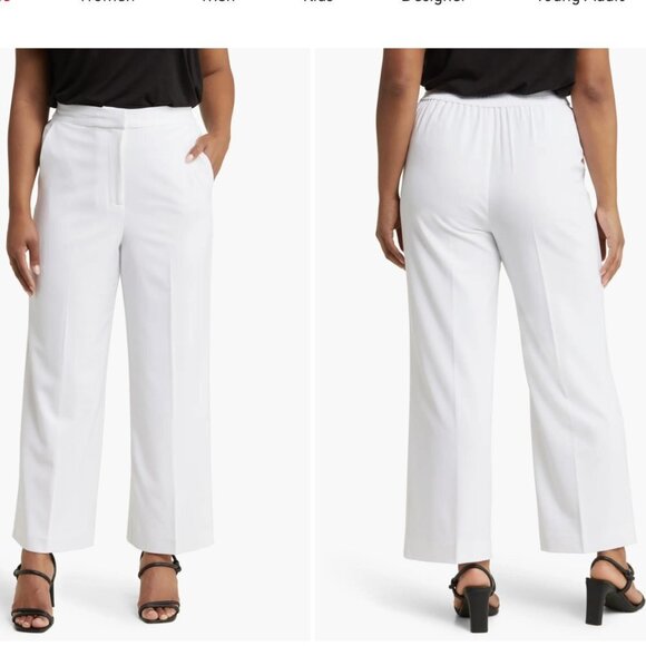 Halogen Elastic High Waist Wide Leg Trousers - White - size Large - Picture 7 of 7